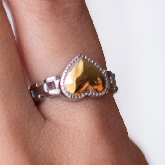 Me Elijo ⟡ Two-Tone Heart Ring