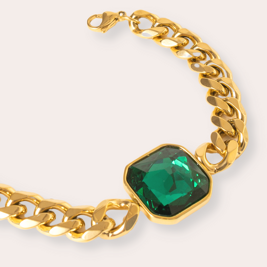 Sueños ⟡ Green Cuban Chain Bracelet