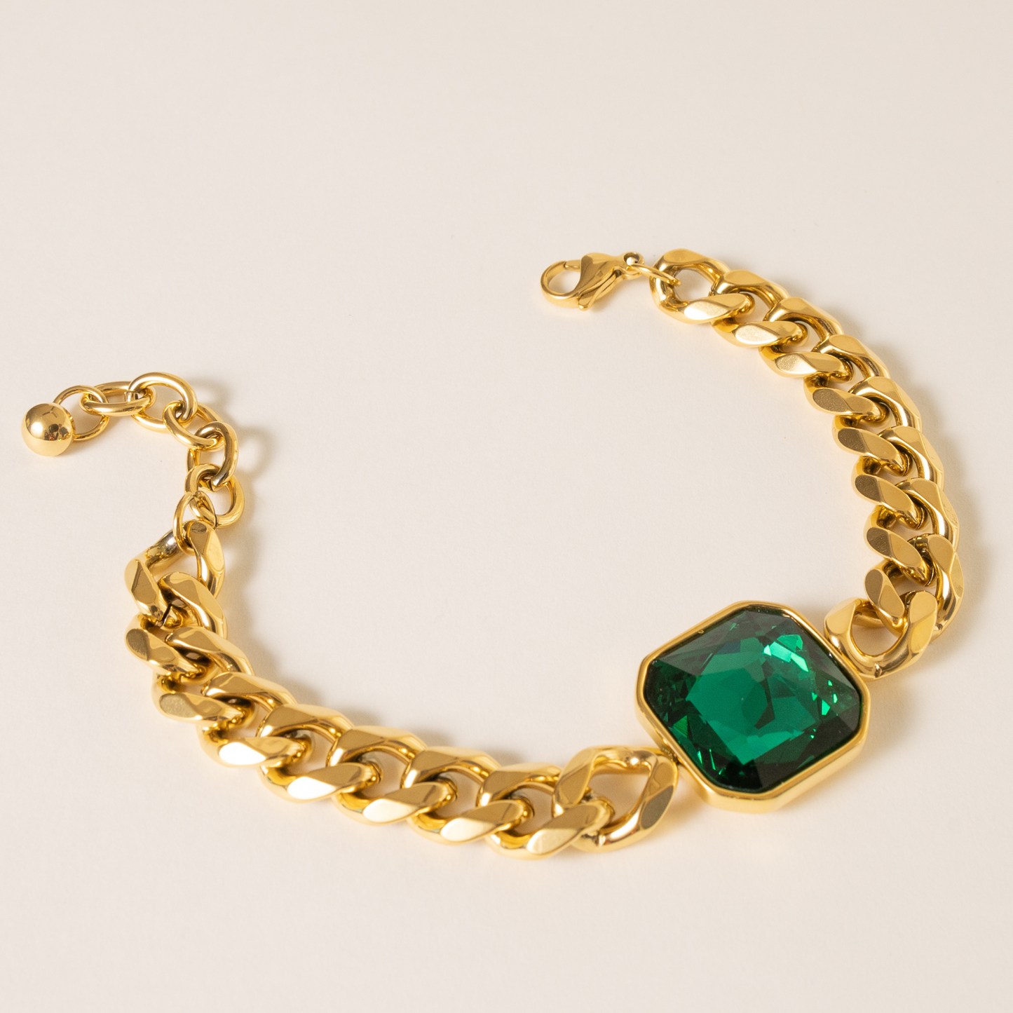 Sueños ⟡ Green Cuban Chain Bracelet