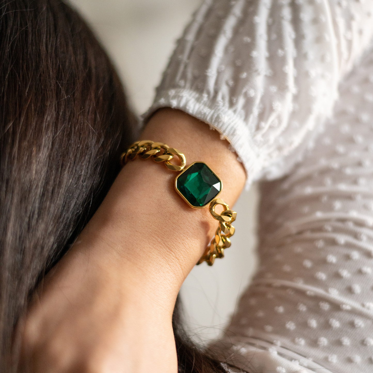 Sueños ⟡ Green Cuban Chain Bracelet