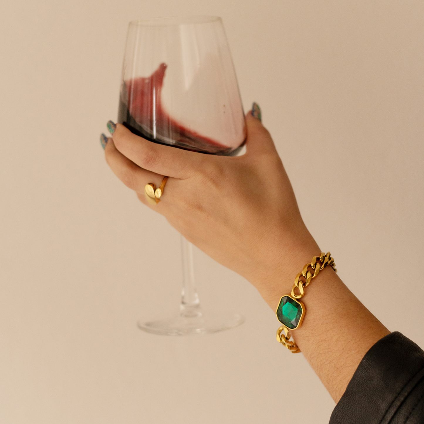 Sueños ⟡ Green Cuban Chain Bracelet